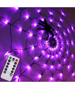 Halloween Decorations Spider Web Lights - 4FT Diameter 70 Leds with Blac... - $384.53 MXN