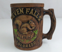 Vintage Seven Falls Colorado Ceramic Wood Carved Style Squirrel Coffee Cup Japan - £13.72 GBP