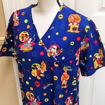 Disney Scrub Top Mickey Mouse &amp; Donald Duck Happy Halloween Size Med - $166.69 MXN