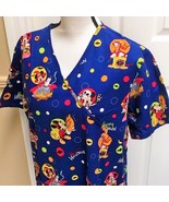 Disney Scrub Top Mickey Mouse &amp; Donald Duck Happy Halloween Size Med - $166.69 MXN
