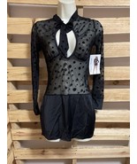 NEW Dreamgirls Black Sheer Polka Dot Dress Woman&#39;s Size Small Clubwear K... - $274.68 MXN