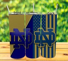 1- 20 oz Blue and gold ND insulated Tumbler with sliding lid and 2  straws - $19.80