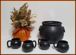 NEW RARE Williams Sonoma Stoneware Cauldron Serving Bowl and 4 Cauldron Mugs - £220.32 GBP