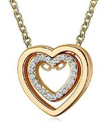 Feuille Infini Amour Double Coeur / Coulissant Or Collier Bijoux Cadeaux - $53.41 CAD