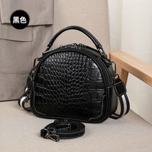 Fashion Round Shape Designer Pattern Cowhide Leather Women Handbag 2 Straps Shou - £72.54 GBP
