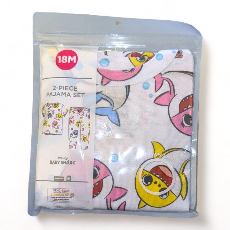 Primary image for Baby Shark Toddler Unisex 2 Pc Short Sleeve Snug Fit Pajama Set Pink Size 18M