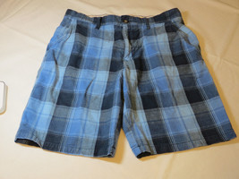 Men&#39;s Palm Beach Short 34 Classic Fit blue plaid cotton Shorts walk skat... - $18.01