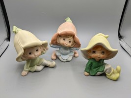 Vtg Homco Pixie Elf Gnome Pixie Figurines Set of 3 Ceramic Bisque 5213 5615 - £14.97 GBP