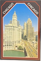 Chicago, Illinois, Wrigley Building, Tribune Tower Michigan Ave vintage postcard - $11.99