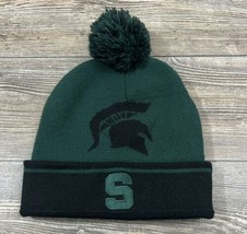 Michigan State Spartans Knit Winter Hat Green/Black Pom Pom, Cuffed 9&quot; - £9.39 GBP