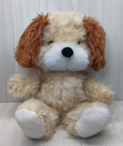 Gund vintage plush puppy dog cream beige white brown ears tongue out black nose - £31.84 GBP