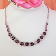 Vintage Czech Bohemian Purple Glass Bead Choker Necklace - $16.95