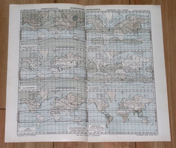 1901 Antique Chart Climatic Map The World Weather Isotherms America Asia Europe - £13.36 GBP