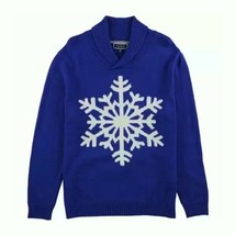 NWT Mens Size XXL Charter Club Blue White Shawl-Collar Snowflake Cotton Sweater - £16.94 GBP