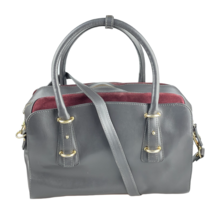 ALBERTA DI CANIO Handbag Gray Leather &amp; Suede Convertible Shoulder Bag - £91.61 GBP