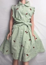 Gymboree Watermelon Green Stripe White Summer Dress S/S Collar Button Do... - £12.83 GBP