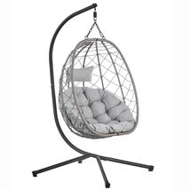 Leisuremod Summit Egg Swing Chair - Mid-Century Modern, Light Grey Steel... - $238.66