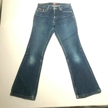 Vintage Tommy Hilfiger Jeans Womens 7 Flared Bootcut Medium Blue Flag Logo - $26.17