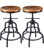 Rustic Swivel Bar Stool, Round Wood Metal Stool, Kitchen Counter Height - £134.41 GBP