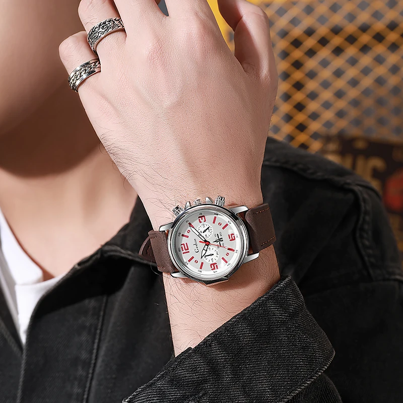 Nice Design Fashion Men&#39;s Wristwatch Leather Strap Quartz Watch Men Spor... - $18.48