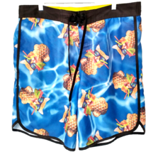 Bioworld Swim Trunks Men&#39;s Size Large 38-40 in  Multicolor Cat/Pineapple Drink - £8.92 GBP