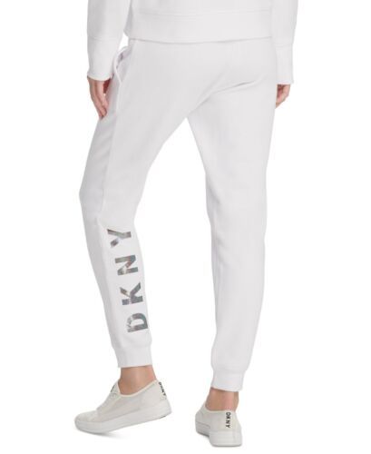 Primary image for DKNY Womens Sport Sparkle logo Joggers Size X-Large Color White