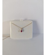 Ruby &amp; White Topaz Pendant Necklace 10 Kt Yellow Gold - $2,899.26 MXN