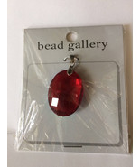 Glass Pendant, 32 x 24 mm, Ruby faceted, Oval - $93.60 MXN