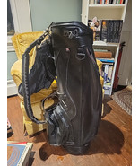 READ! Vintage Miller  Faux? leather Golf bag 6 dividers Rain Cover - $48.37