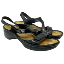 NAOT Women&#39;s black Leather Sandal w/ Rhinestone Buckle Size 38 - £18.62 GBP