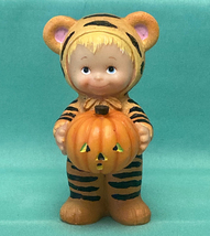 Vintage Ruth Morehead Halloween figurine boy in Tiger costume with pumpkin - £9.59 GBP