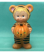 Vintage Ruth Morehead Halloween figurine boy in Tiger costume with pumpkin - $12.00