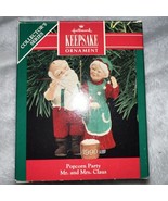 Popcorn Party 1990 Mr &amp; Mrs Claus Santa Hallmark Keepsake Ornament - $9.65 CAD