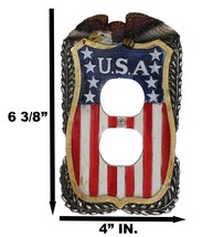 Patriotic Bald Eagle On USA Flag Crest Wall Double Receptacle Outlet Pla... - $26.99