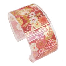 Pink, mauves and gold Resin OPEN CUFF Bracelet for Women Girls Fashion Jewelry - £18.38 GBP