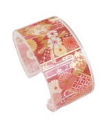 Pink, mauves and gold Resin OPEN CUFF Bracelet for Women Girls Fashion J... - £18.04 GBP