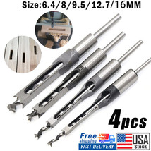 4X Woodworking Square Hole Drill Bits Set Wood Saw Mortising Chisel Cutter Tools - £31.23 GBP