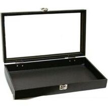 Black Jewelry Travel Showcase Display Glass Lid Case - €25,73 EUR