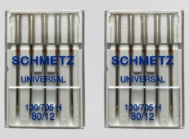 10 Schmetz Sewing Machine Needles Size 12 Universal 130/705 H 80/12 2 packs of 5 - $12.08