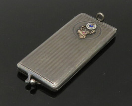 925 Silver - Vintage Antique Pink Stone Moose Locket Pendant (OPENS) - PT18407 - £67.95 GBP