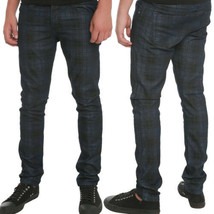 Lip Service Needle Men Stretch Denim Skinny Jean Pant Black Blue Plaid NEW 28 40 - £44.51 GBP