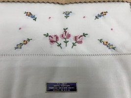 Vintage New Old Stock Boxed Embordered Mini Floral Pillowcases w/Box - Set - $14.85