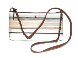 NWT $78 ELLIOTT LUCCA Gray Tan Pin Stripe Artisan Handbag 106675 - $39.19