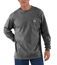 Carhartt K126HTG Men&#39;s Long-Sleeve Workwear Pocket T-Shirt, Carbon Heath... - $46.94