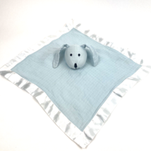 Lovey Bunny Rabbit Blue White Satin Security Blanket 16&quot; Aden Anais - £12.37 GBP