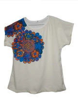 Paraguayan Blouse (White with Floral Print/ Small) - €23,96 EUR