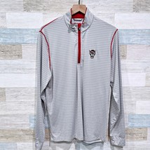 North Carolina State Wolfpack 1/4 Zip Tech Pullover Gray Striped Mens Small - $39.59