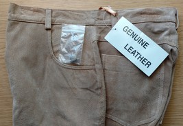 Genuine Suede Leather Jeans 5-Pocket Jean Styling Size M/8 NEW Never WORN - £36.08 GBP