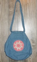 Vintage Denim Convertible Purse Tote Bag Pink Floral Star 80s Chambray D... - $20.00