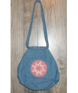 Vintage Denim Convertible Purse Tote Bag Pink Floral Star 80s Chambray D... - £15.40 GBP